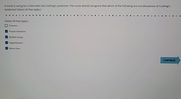 Solved A nurse is caring for a client who has Cushing's | Chegg.com