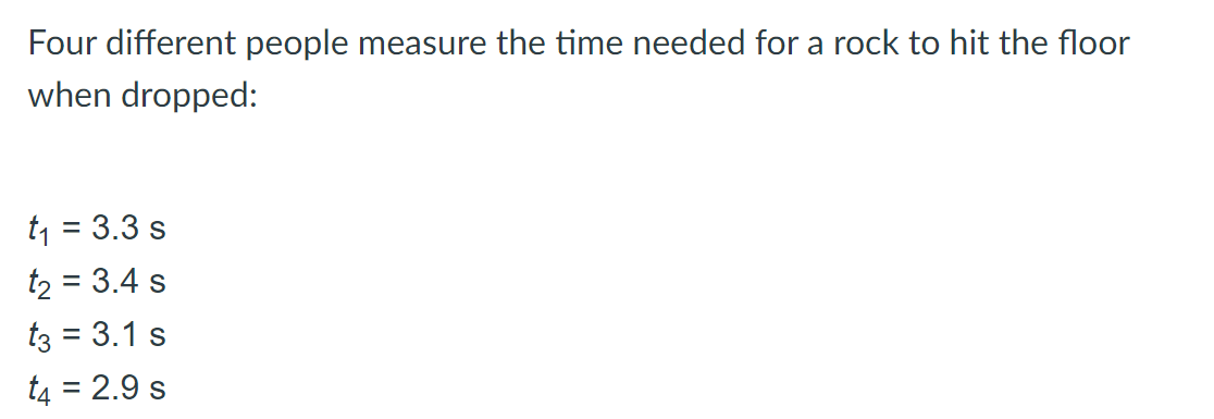 Solved Four different people measure the time needed for a | Chegg.com