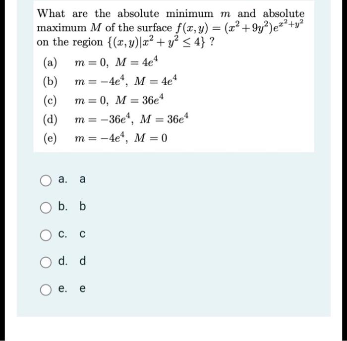 Solved What are the absolute minimum m and absolute maximum | Chegg.com