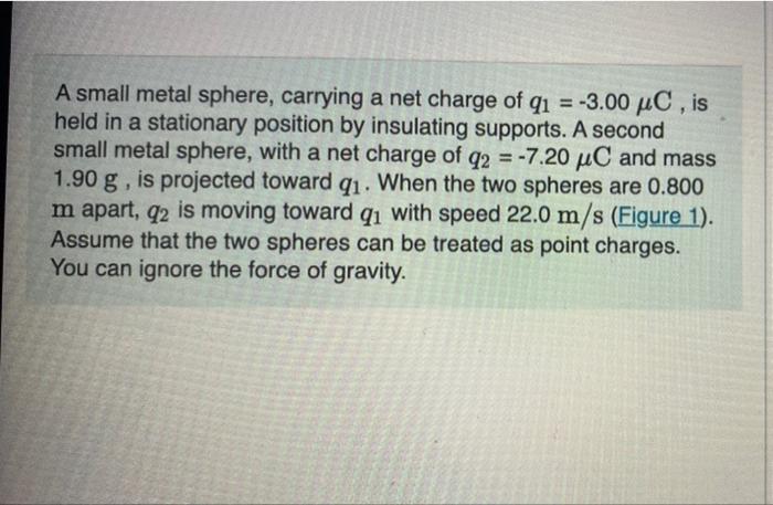 Solved A Small Metal Sphere, Carrying A Net Charge Of | Chegg.com