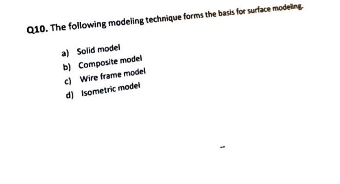 Solved Q10. The following modeling technique forms the basis | Chegg.com