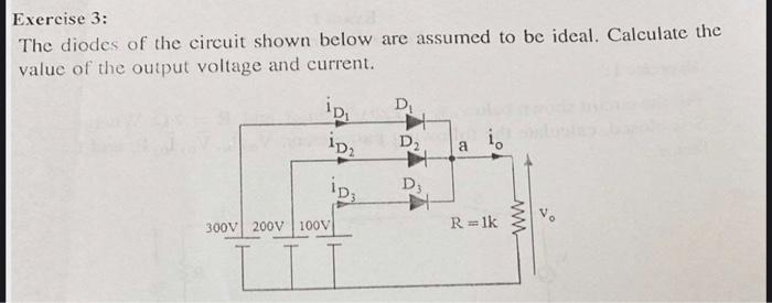 Solved Exercise 3: The diodes of the circuit shown below are | Chegg.com