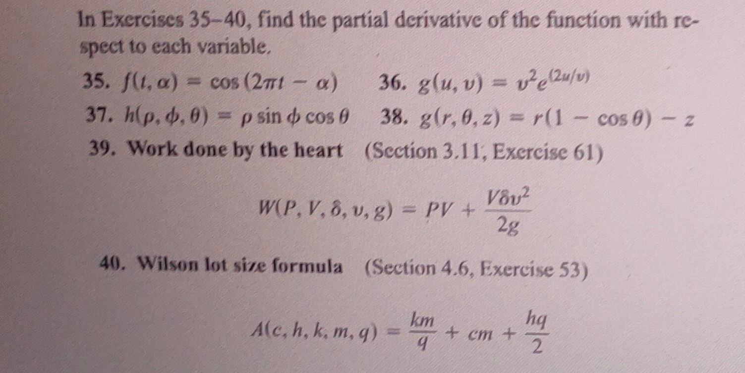 Solved In Exercises 35−40, find the partial derivative of | Chegg.com