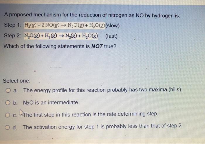 Solved A Proposed Mechanism For The Reduction Of Nitrogen As | Chegg.com