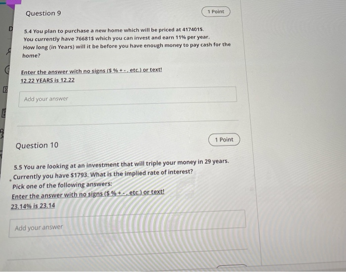 Solved 1 Point Question 9 D 5.4 You plan to purchase a new | Chegg.com