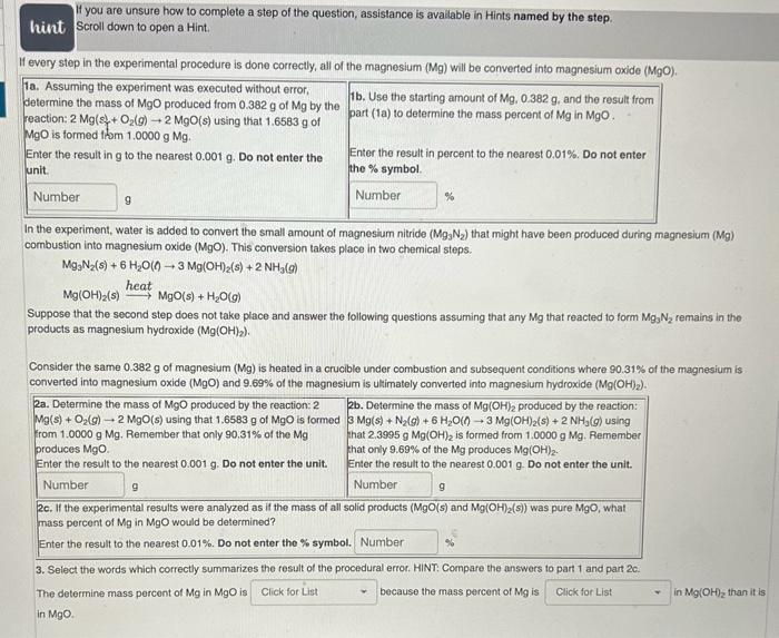 Solved n this experiment, you synthesized magnesium oxide