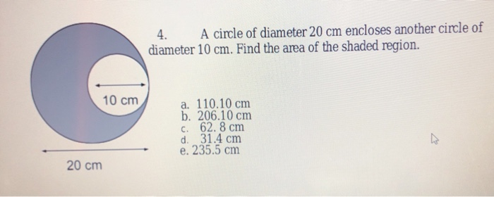 a circle with a diameter of 20 cm