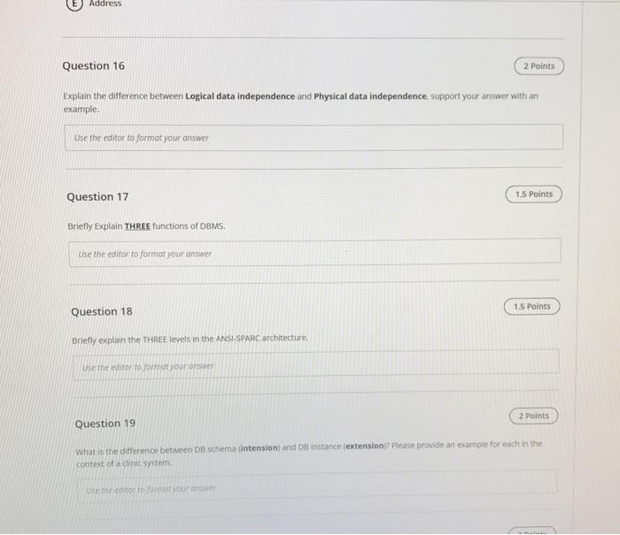 Solved Address Question 16 2 Points Explain the difference | Chegg.com