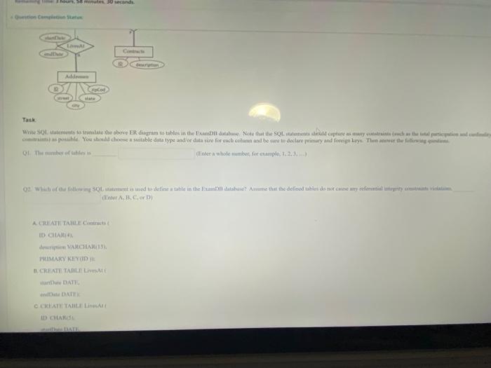Solved Consider the following E-R diagram: Task: Write SQL | Chegg.com