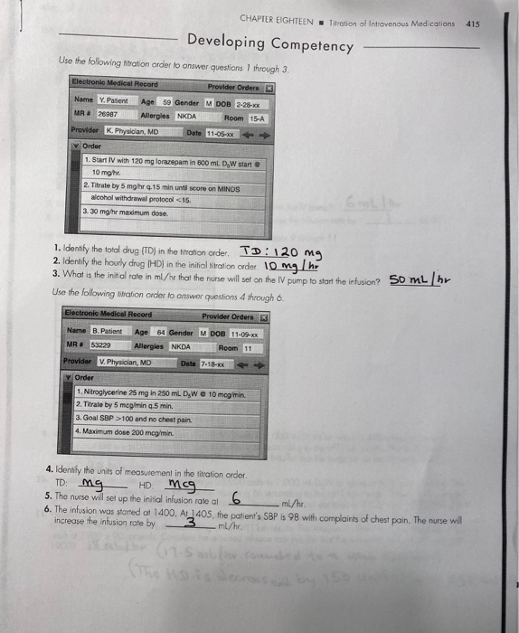Solved 415 CHAPTER EIGHTEEN . Titration of Intravenous