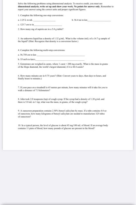 Solved Solve the following problems asing dimensional | Chegg.com