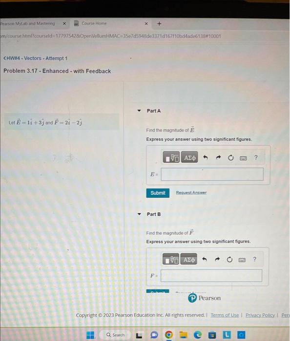 Solved Let E=1i^+3j^ and F=2i^−2j^ Find the magnitude of E. | Chegg.com