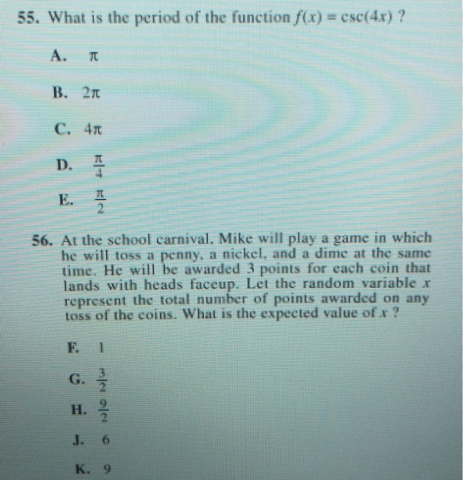 what is the period of the function f x csc 4x