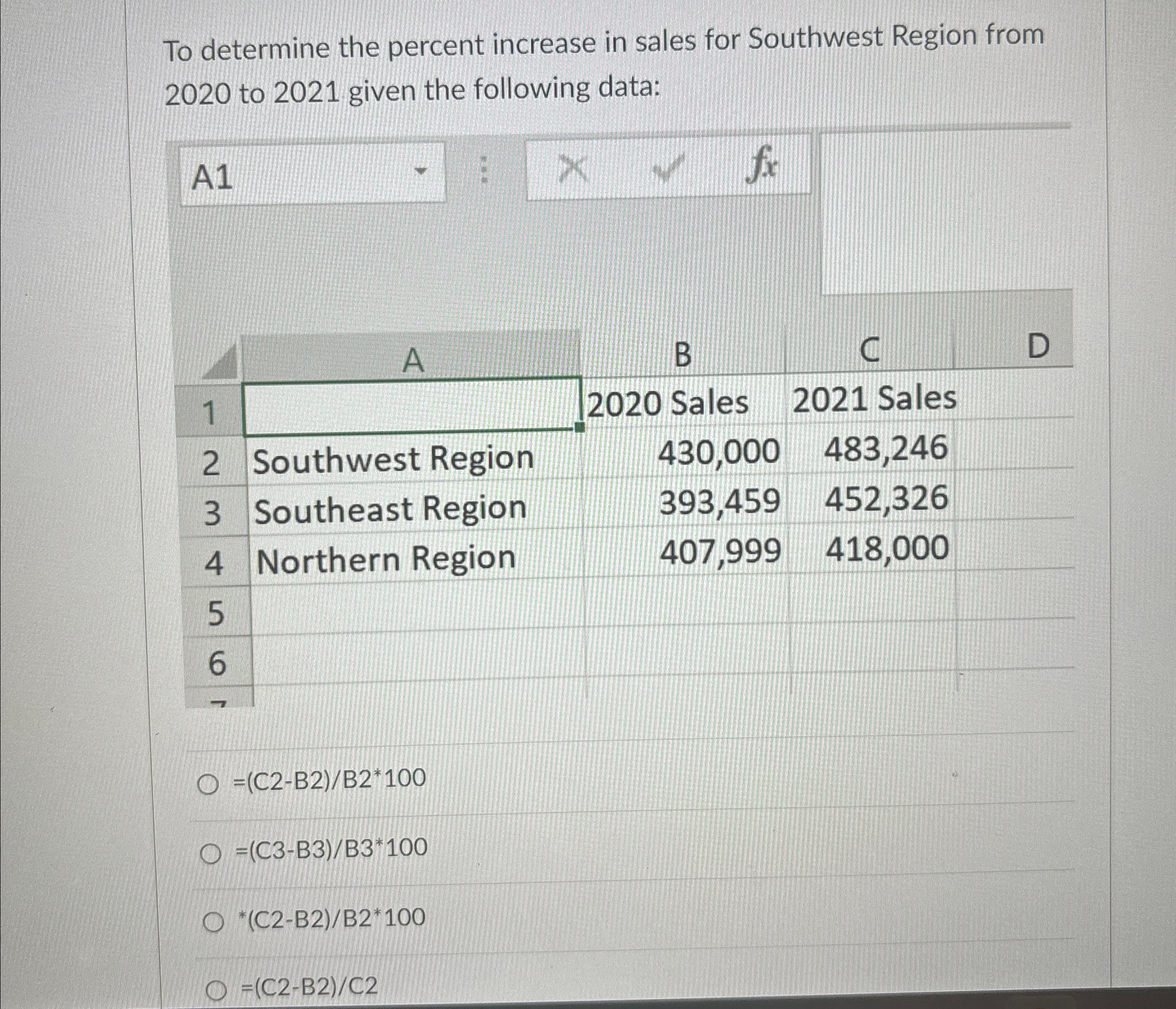 Solved To determine the percent increase in sales for | Chegg.com