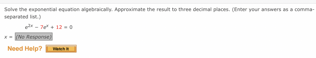 Solved Solve the exponential equation algebraically. | Chegg.com