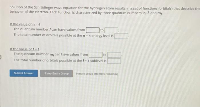 Solved Solution of the Schrodinger wave equation for the | Chegg.com
