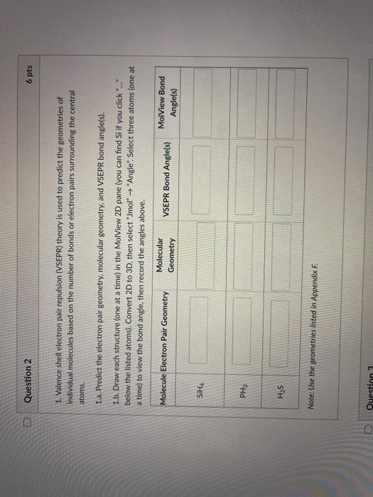 Solved Question 2 6 pts 1. Valence shell electron pair | Chegg.com