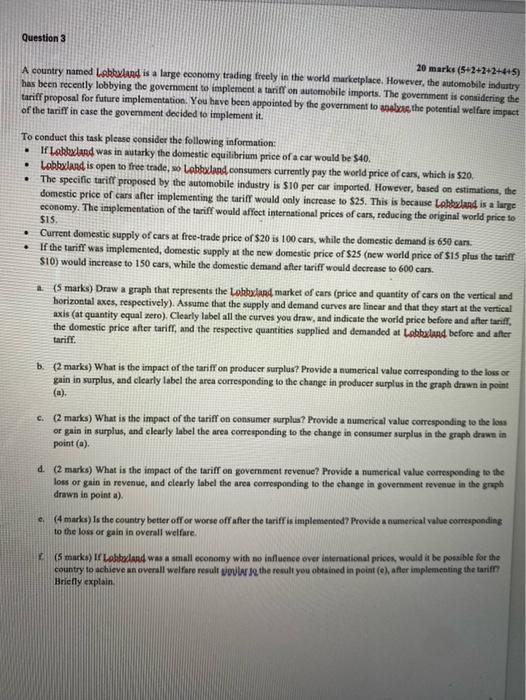 Solved Question 3 20 marks (+2+2+2+4+5) A country named | Chegg.com