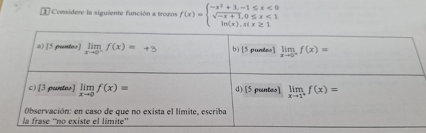 Solved 1 ﻿Considere La Siguiente Función A Trozos | Chegg.com