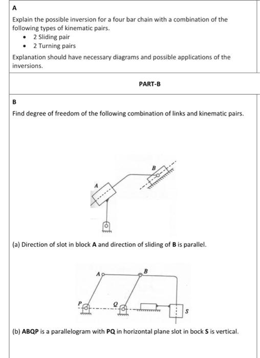 Solved A Explain The Possible Inversion For A Four Bar Chain | Chegg.com