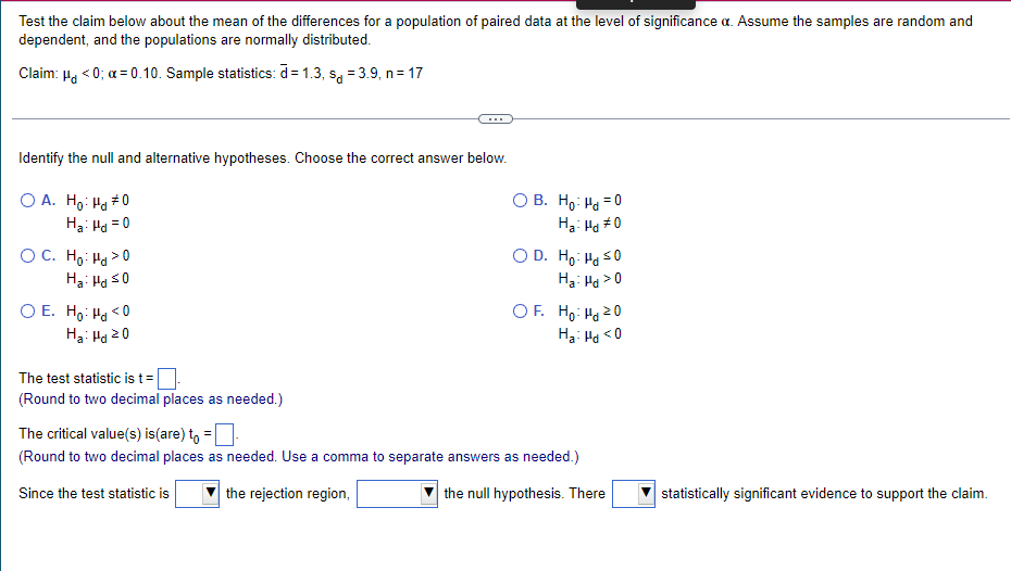 Solved Test the claim below about the mean of the | Chegg.com