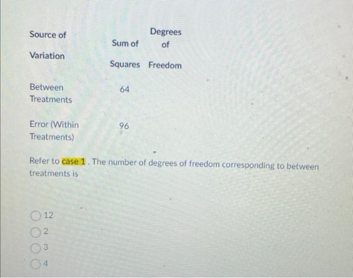 Solved Refer to case 1 . The number of degrees of freedom | Chegg.com