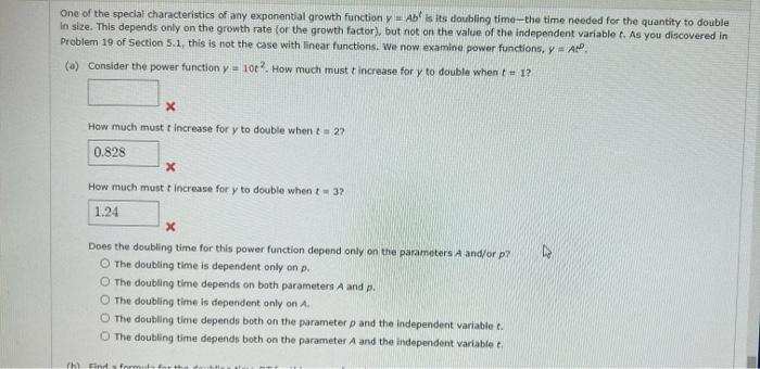 Solved One Of The Special Characteristics Of Any Exponential 