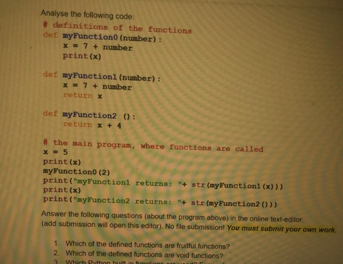 Solved Analyse the following code: # definitions of the | Chegg.com