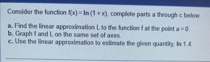 Solved Consider The Function F(x)=ln(1+x), Complete Parts A | Chegg.com