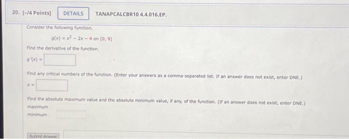 Solved 20 4 Points Consider The Following Function 9084