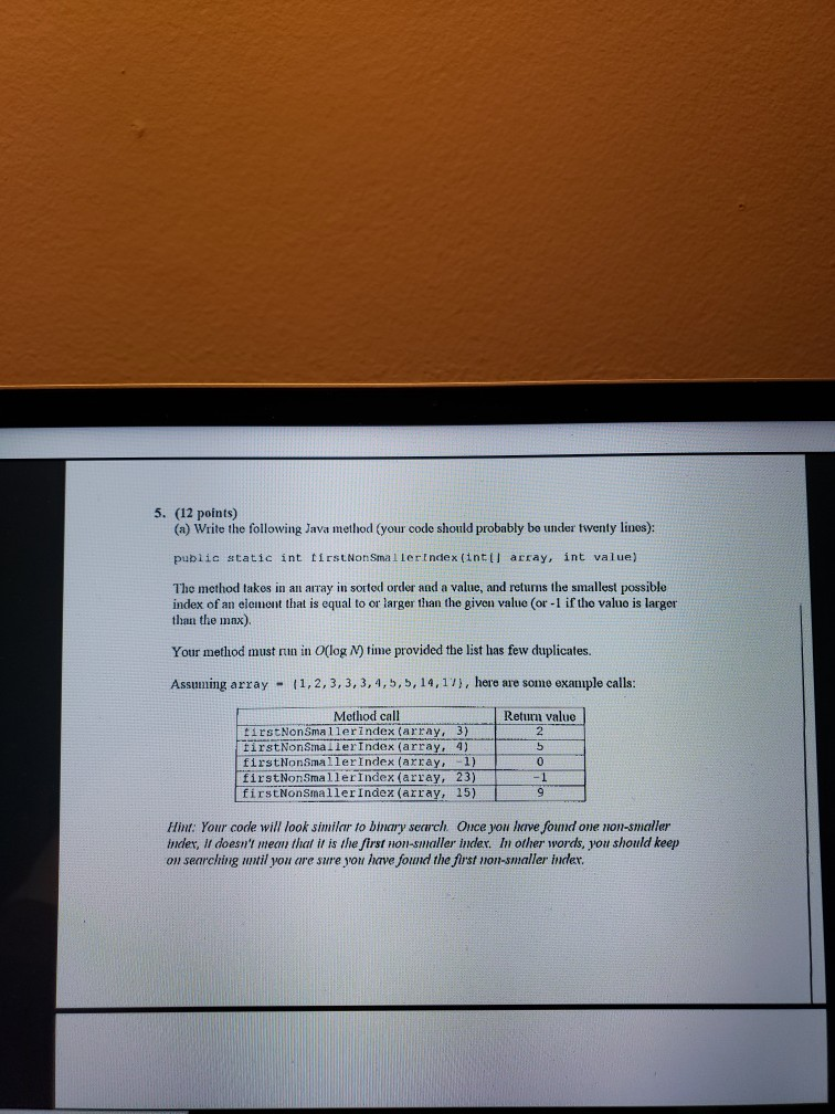 Solved 5. (12 points) (a) Write the following Java method | Chegg.com