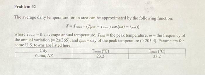 Solved The average daily temperature for an area can be | Chegg.com