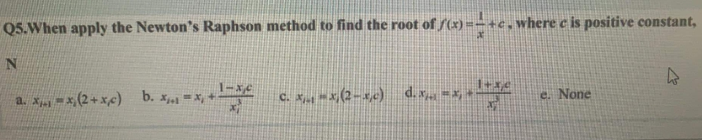Solved Q5.When apply the Newton's Raphson method to find the | Chegg.com