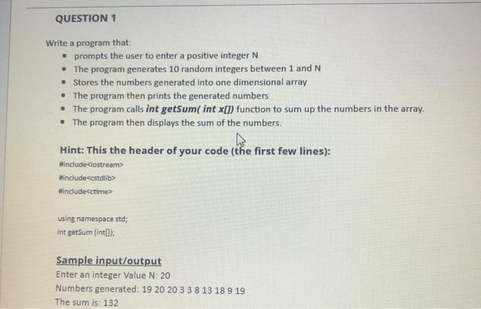 Solved QUESTION 1 Write a program that: • prompts the user | Chegg.com