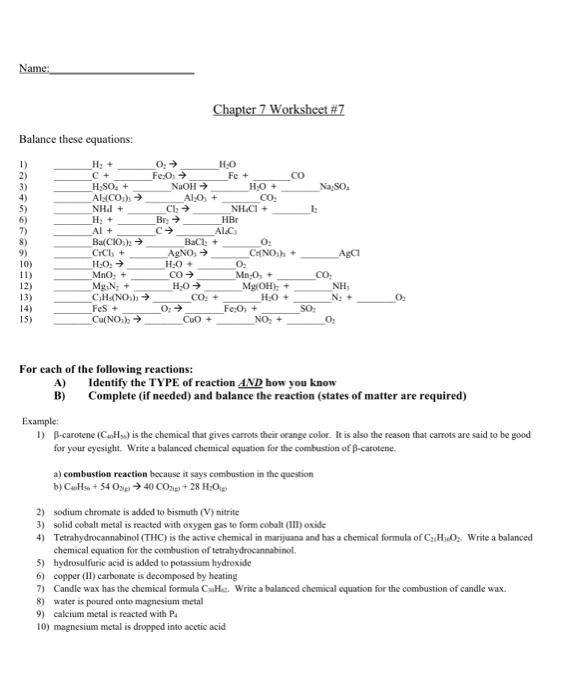 Solved Balance these equations For each of the following Chegg