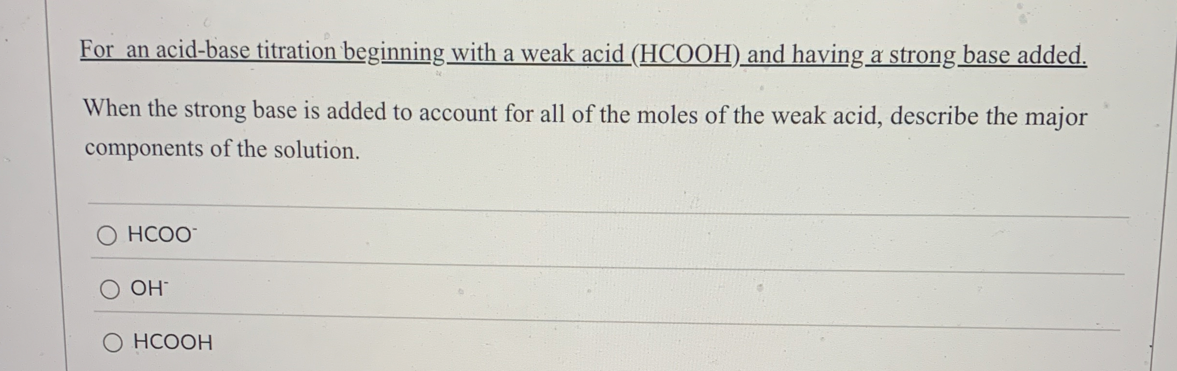 Solved For an acidbase titration beginning with a weak acid