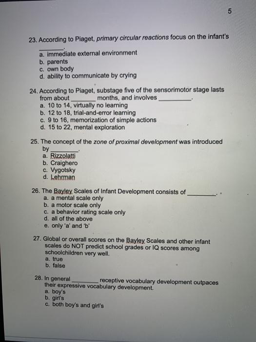 Piaget primary circular clearance reactions