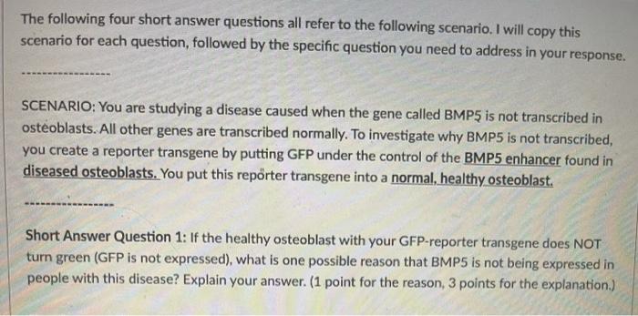 Solved The following four short answer questions all refer | Chegg.com