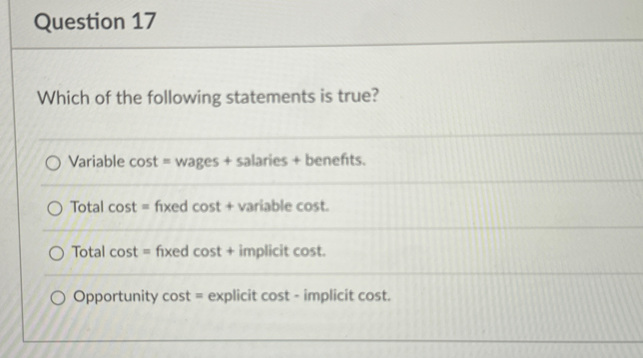 Solved Question 17Which of the following statements is
