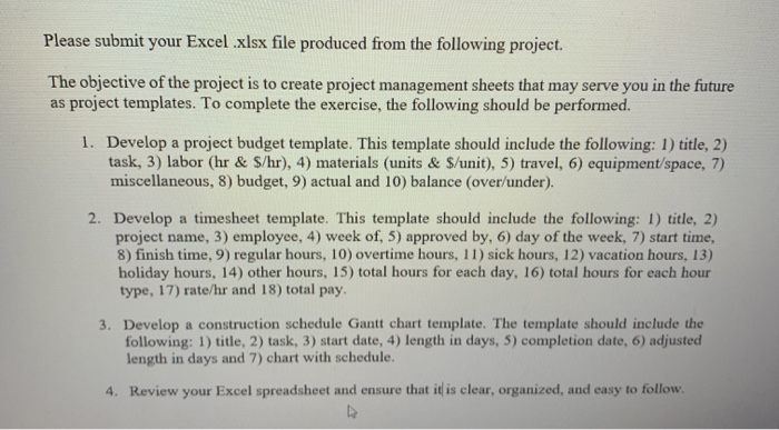 Please submit your Excel .xlsx file produced from the | Chegg.com