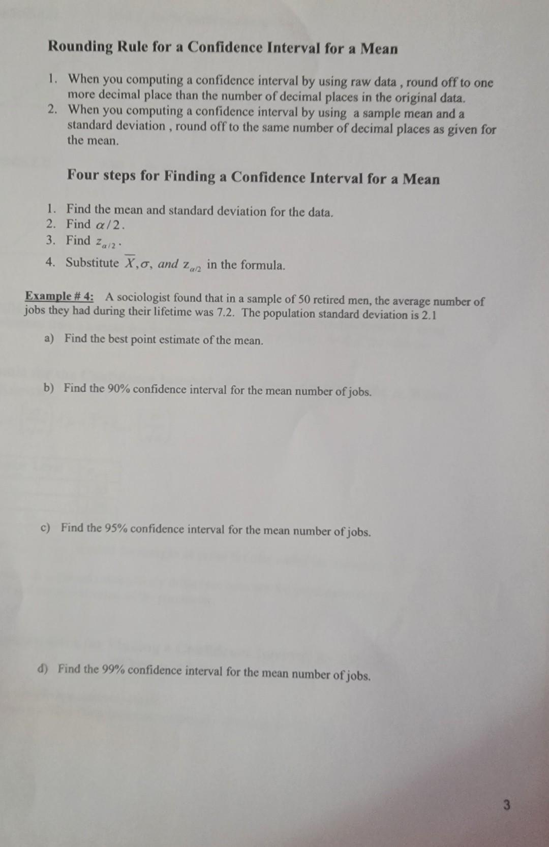 Solved Fall, 2019 Section 7.1 Confidence Interval for the | Chegg.com