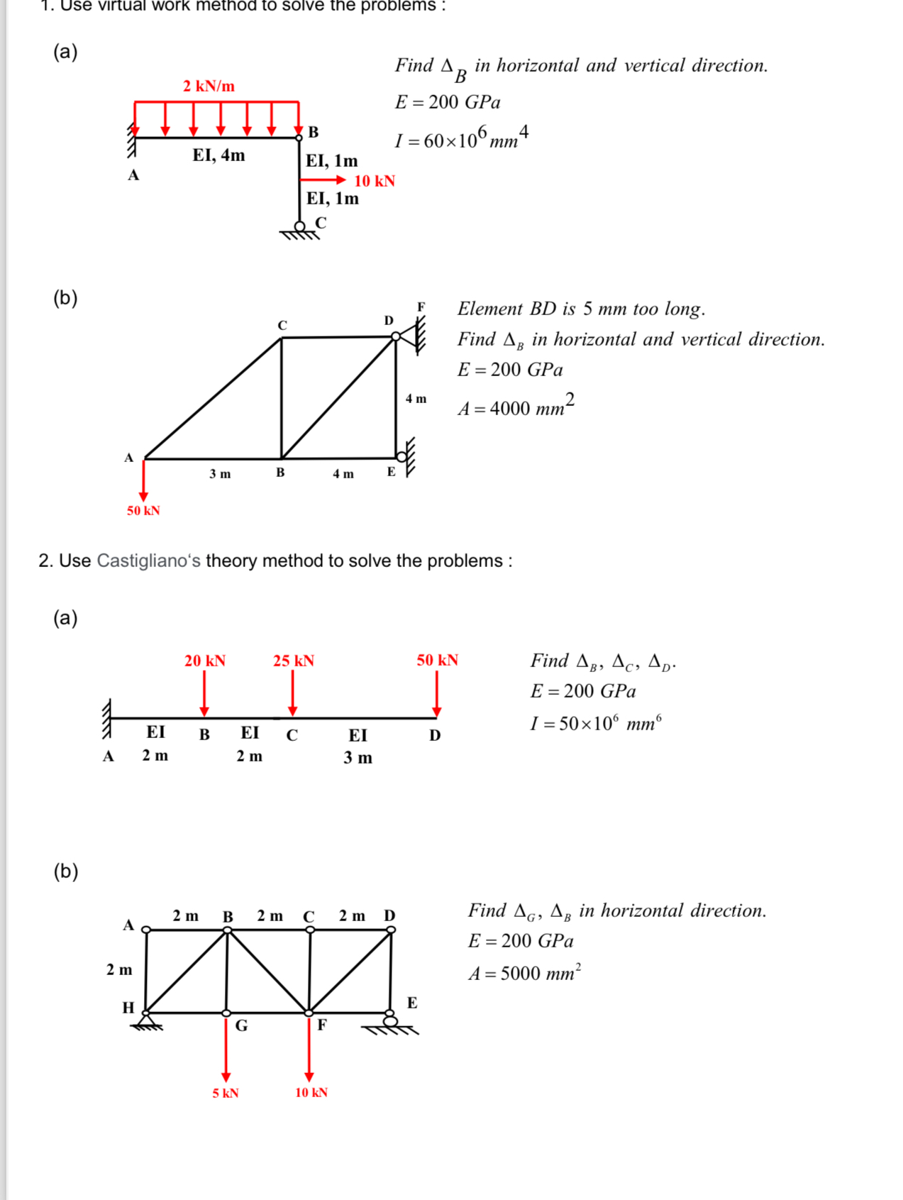 Solved Use virtual work method to solve the probiems:(a)Find | Chegg.com