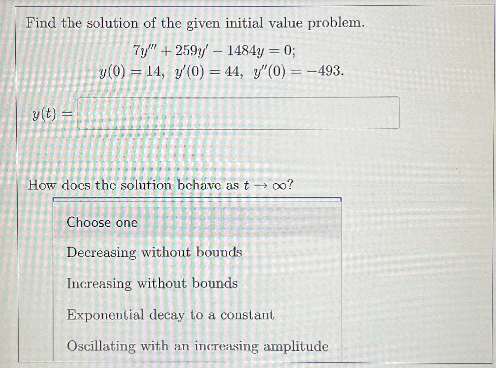 Solved Find the solution of the given initial value | Chegg.com