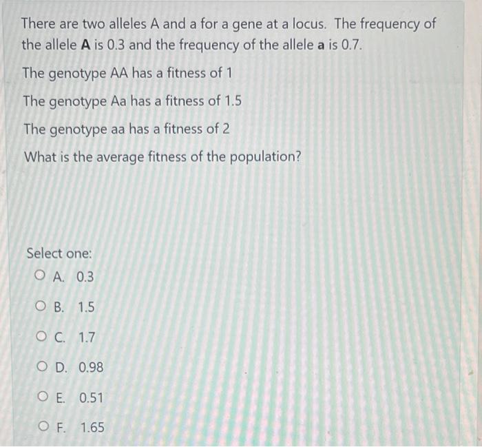 Solved a There are two alleles A and a for a gene at a | Chegg.com