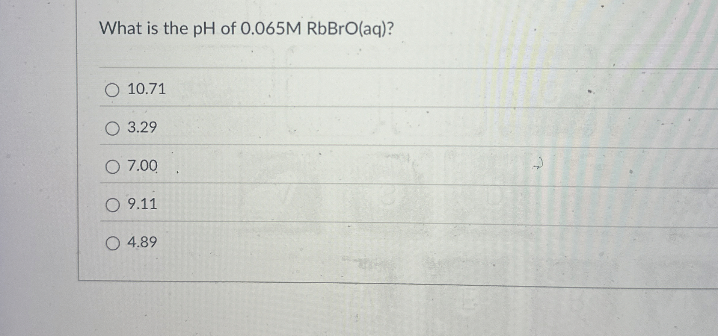 Solved What Is The Ph Of Chegg Com