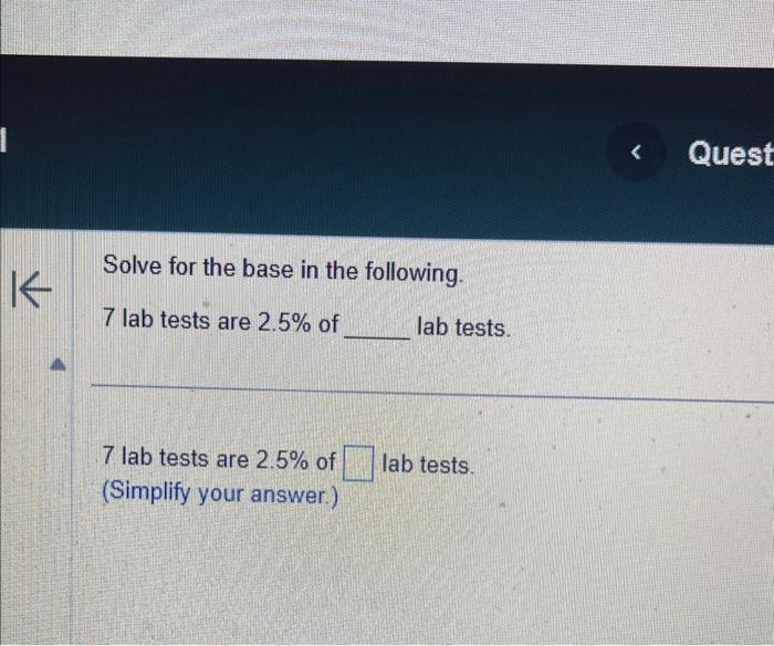 Solved Solve for the base in the following. 7 lab tests are | Chegg.com
