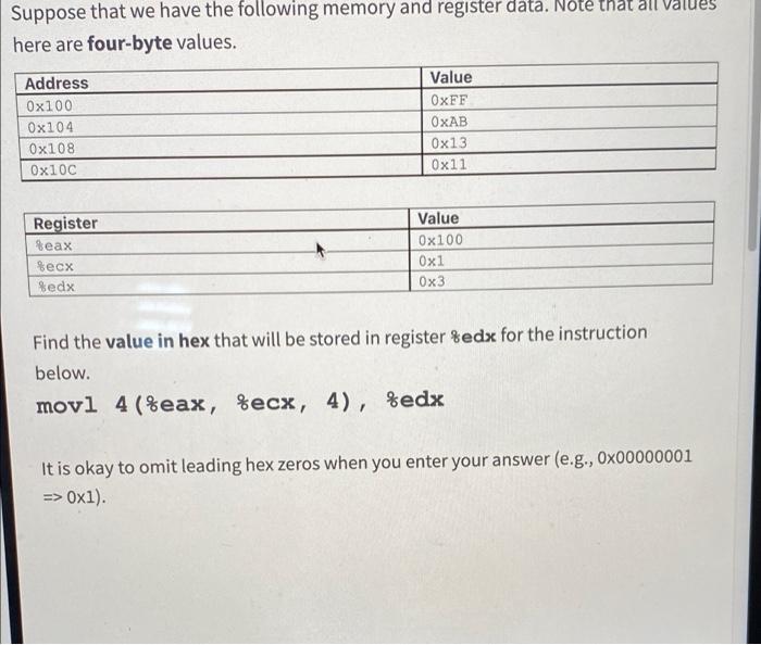 Solved Suppose that we have the following memory and | Chegg.com