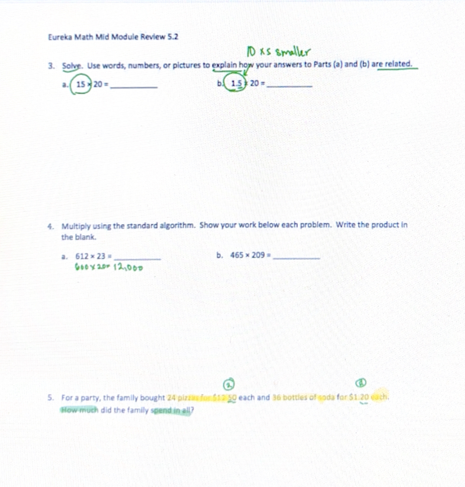 Eureka Math Mid Module Review 5.210×5 ﻿smaller3. | Chegg.com