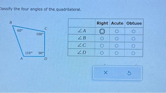 Solved Classify The Four Angles Of The Quadrilateral. B 60° | Chegg.com