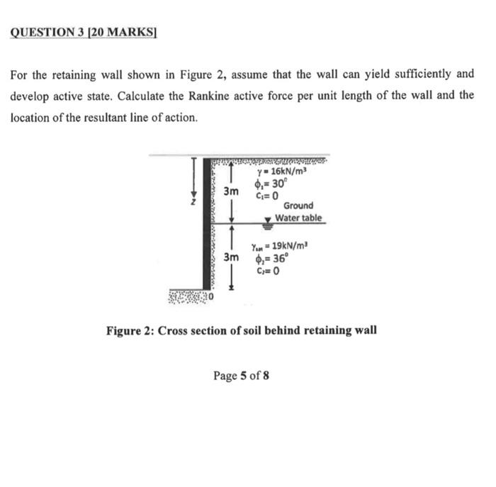 Solved For the retaining wall shown in Figure 2 , assume | Chegg.com